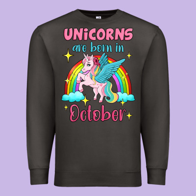 Unicorns Are Born In October Premium Sweatshirt Designed By Jasminsmagicworld