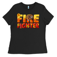 Black firefighter Ladies Tee - texasbilliewilder