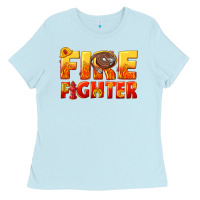 Baby Blue firefighter Ladies Tee - texasbilliewilder