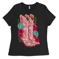 Floral Cowgirl Boots Ladies Tee | Teevron