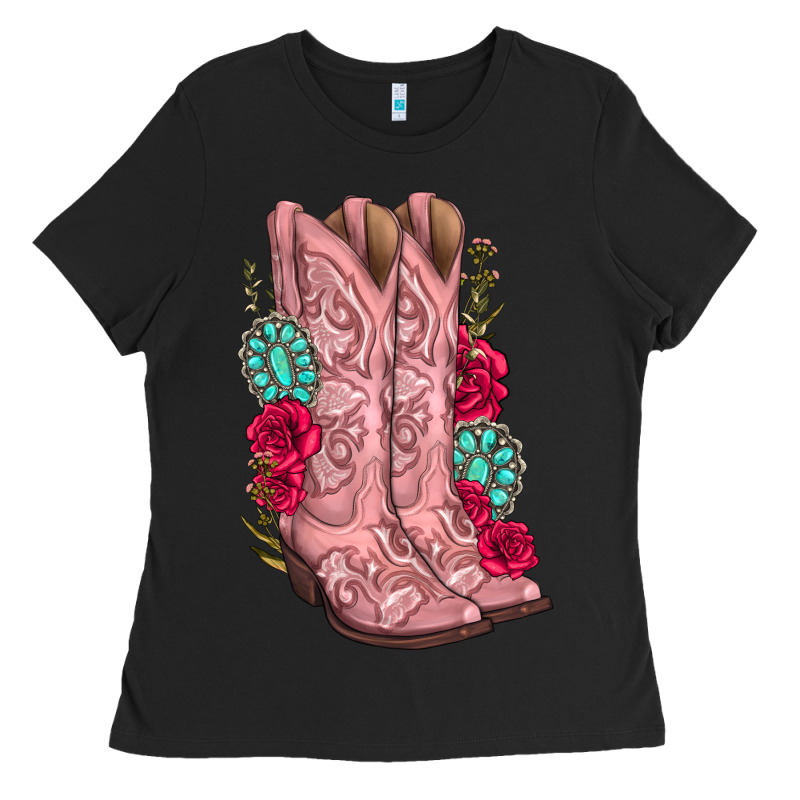 Floral Cowgirl Boots Ladies Tee by texasbilliewilder | Teevron