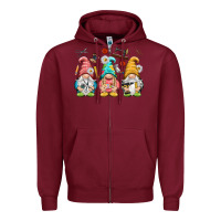 Burgundy crafter gnomies Zipper Hoodie - NancyCooperArtShop