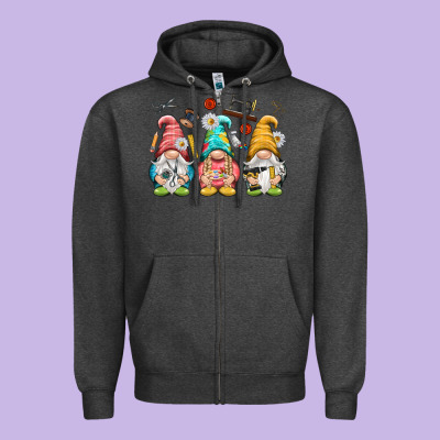 Crafter Gnomies Zipper Hoodie Designed By Nancycooperartshop