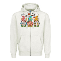 Oatmeal Heather crafter gnomies Zipper Hoodie - NancyCooperArtShop