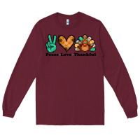 Burgundy peace love thankful turkey Long Sleeve Tee - Jasminsmagicworld