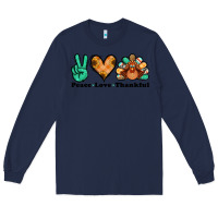 Navy peace love thankful turkey Long Sleeve Tee - Jasminsmagicworld