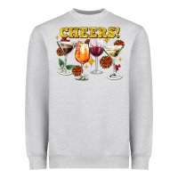 Heather Grey Cheers Christmas Coctail Heavyweight Sweatshirt - AdoDesignShop