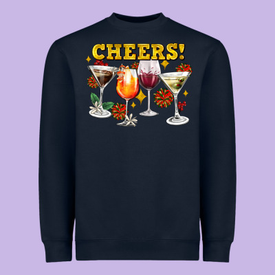 Cheers Christmas Coctail Heavyweight Sweatshirt Designed By Adodesignshop