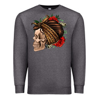 Charcoal Heather leopard bandana and roses skull Premium Sweatshirt - Jasminsmagicworld