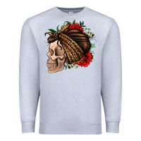 Heather Grey leopard bandana and roses skull Premium Sweatshirt - Jasminsmagicworld