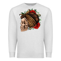 Oatmeal Heather leopard bandana and roses skull Premium Sweatshirt - Jasminsmagicworld