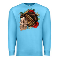 Ocean Blue leopard bandana and roses skull Premium Sweatshirt - Jasminsmagicworld