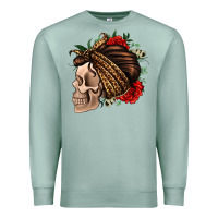 Seafoam leopard bandana and roses skull Premium Sweatshirt - Jasminsmagicworld