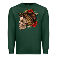 Sports Green leopard bandana and roses skull Premium Sweatshirt - Jasminsmagicworld