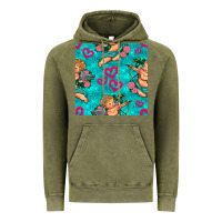 Vintage Olive valentines day cupid and neon heart seamless pattern Vintage Hoodie - BundleAndBundleShop