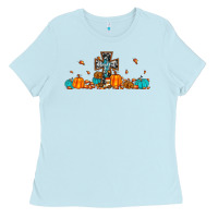 Baby Blue thankful cross pumpkin Ladies Tee - JahusDesignShop