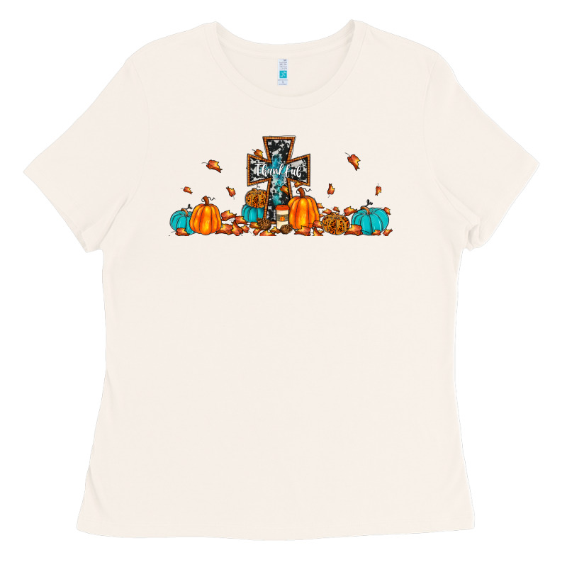 Thankful Cross Pumpkin Ladies Tee by JahusDesignShop | Teevron