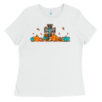 White thankful cross pumpkin Ladies Tee - JahusDesignShop