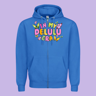 In My Delulu Era Zipper Hoodie Designed By Maliassmallbusiness