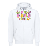 White in my delulu era Zipper Hoodie - MaliasSmallBusiness