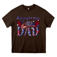 Chocolate Brown American dad with cowboy Heavy Core Tee - texasbilliewilder