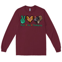 Burgundy peace love thanksgiving Long Sleeve Tee - Jasminsmagicworld