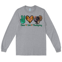 Heather Grey peace love thanksgiving Long Sleeve Tee - Jasminsmagicworld