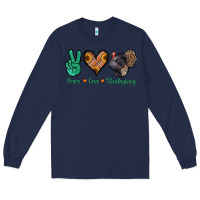 Navy peace love thanksgiving Long Sleeve Tee - Jasminsmagicworld