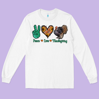 Peace Love Thanksgiving Long Sleeve Tee Designed By Jasminsmagicworld
