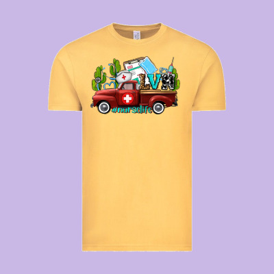 Lvn Nurse Truck With Cactus And Sunflowers Vintage Tee Designed By Adodesignshop