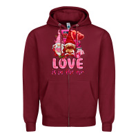 Burgundy love is in the air with gnomies Zipper Hoodie - NancyCooperArtShop