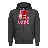 Charcoal Heather love is in the air with gnomies Zipper Hoodie - NancyCooperArtShop