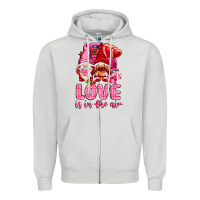 Dove Grey love is in the air with gnomies Zipper Hoodie - NancyCooperArtShop