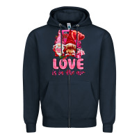 Navy love is in the air with gnomies Zipper Hoodie - NancyCooperArtShop
