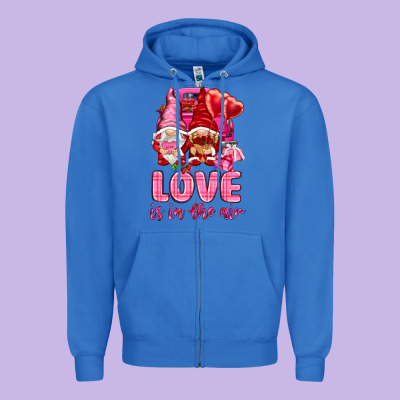 Love Is In The Air With Gnomies Zipper Hoodie Designed By Nancycooperartshop