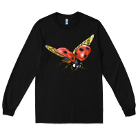 Black Ladybug Flying Long Sleeve Tee - LillyAllenDesigns
