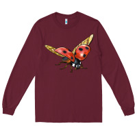 Burgundy Ladybug Flying Long Sleeve Tee - LillyAllenDesigns