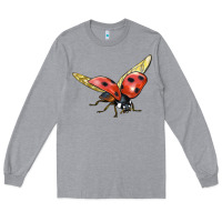 Heather Grey Ladybug Flying Long Sleeve Tee - LillyAllenDesigns