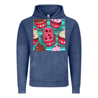 Vintage Denim valentines day flower cupcakes and serape seamless pattern Vintage Hoodie - BundleAndBundleShop
