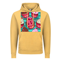 Vintage Mustard valentines day flower cupcakes and serape seamless pattern Vintage Hoodie - BundleAndBundleShop