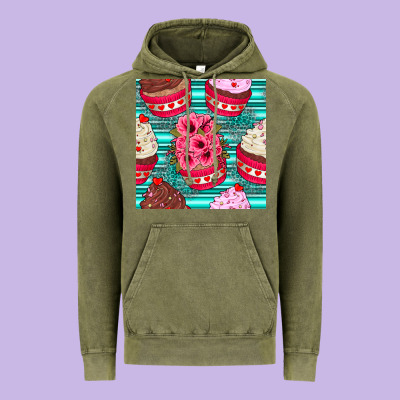 Valentines Day Flower Cupcakes And Serape Seamless Pattern Vintage Hoodie Designed By Bundleandbundleshop