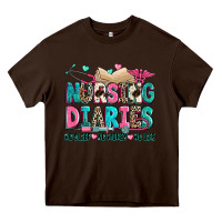 Chocolate Brown nursing diaries no sleep no money no life Heavy Core Tee - Zillion Design Studio