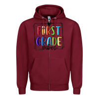 Burgundy 1st grade vibes Zipper Hoodie - MaliasSmallBusiness