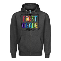 Charcoal Heather 1st grade vibes Zipper Hoodie - MaliasSmallBusiness