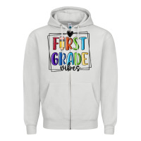 Dove Grey 1st grade vibes Zipper Hoodie - MaliasSmallBusiness