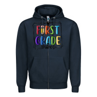 Navy 1st grade vibes Zipper Hoodie - MaliasSmallBusiness