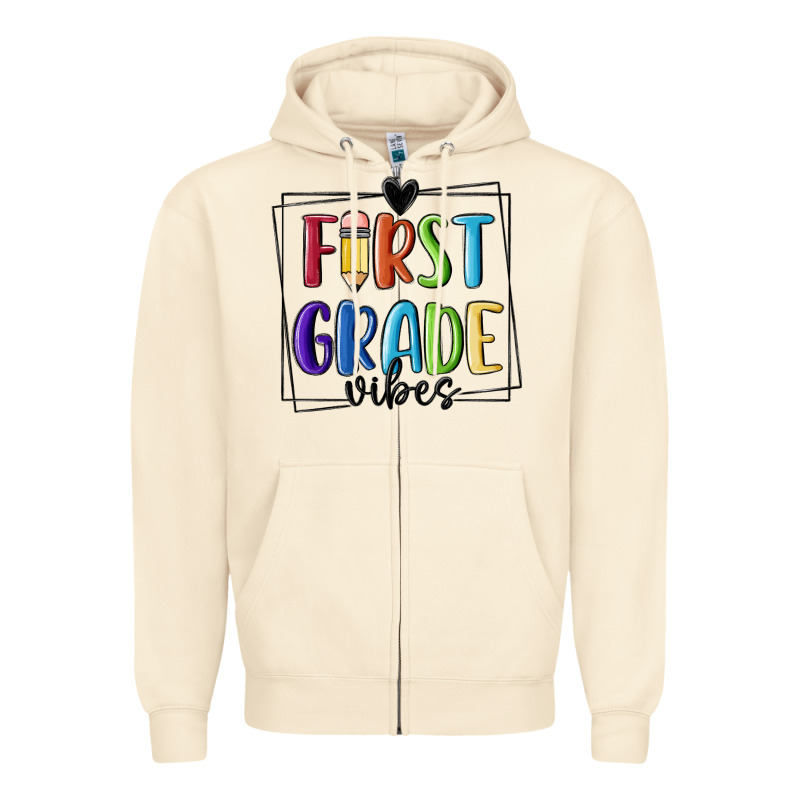 1st Grade Vibes Zipper Hoodie by MaliasSmallBusiness | Teevron