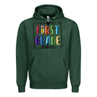 Sports Green 1st grade vibes Zipper Hoodie - MaliasSmallBusiness
