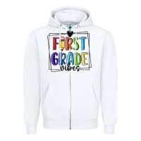 White 1st grade vibes Zipper Hoodie - MaliasSmallBusiness