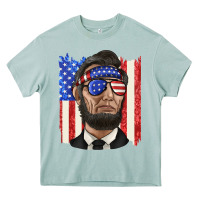 Arona American flag with lincoln Heavy Core Tee - texasbilliewilder